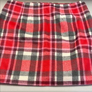 LOFT Red and Gray Plaid  Skirt